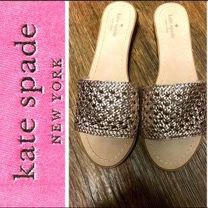 Kate Spade Berlin Woven Leather Sandal in Rose Gold
